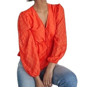 ELIZABETH AND JAMES Boho Peasant Blouse Peplum Top Shirt